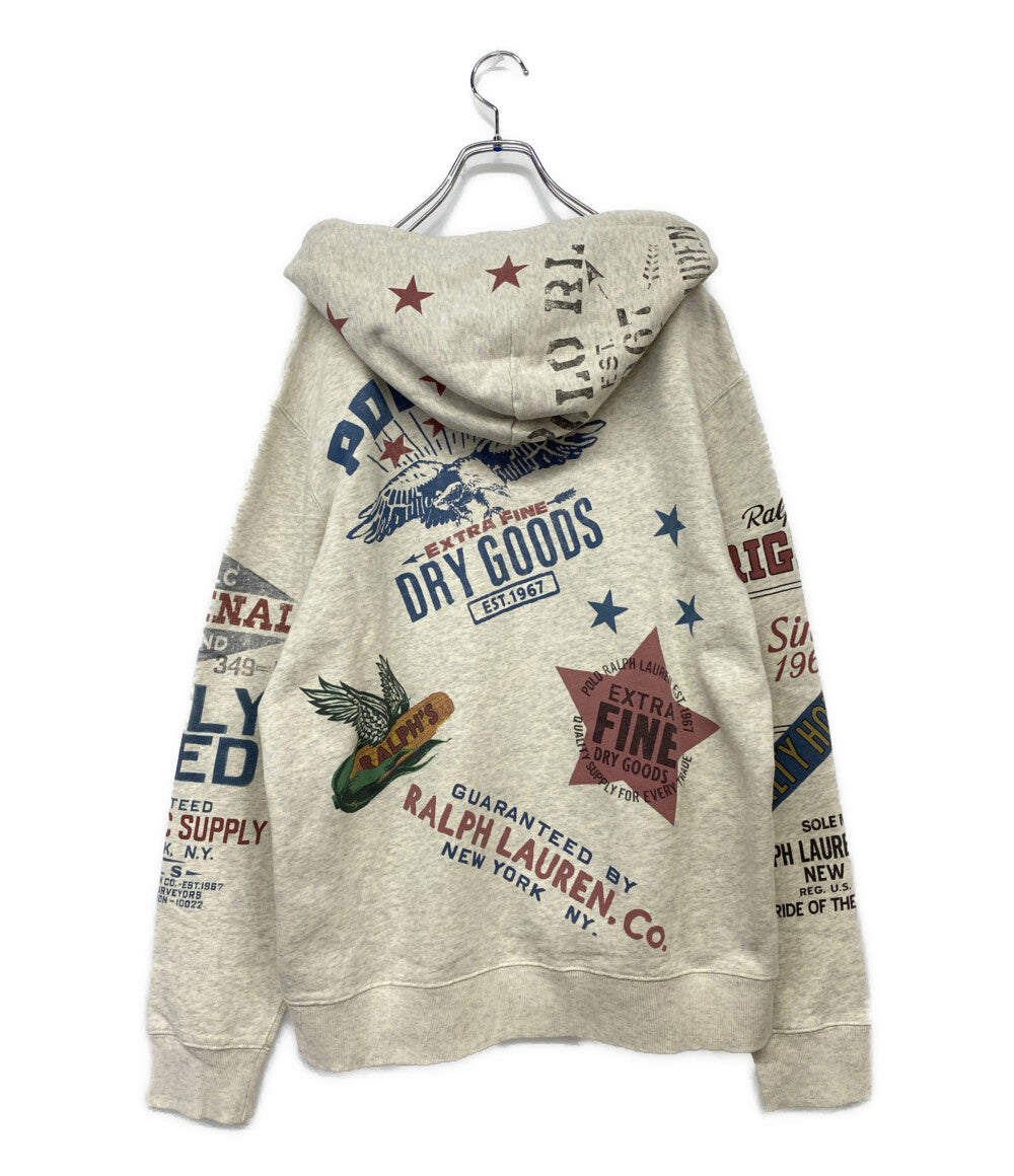 美品 POLO RALPH LAUREN 後付パーカー コットン 染み込みプリント メンズ SIZE L ポロ・ラルフローレン