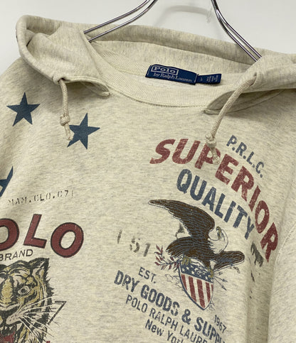 美品 POLO RALPH LAUREN 後付パーカー コットン 染み込みプリント メンズ SIZE L ポロ・ラルフローレン