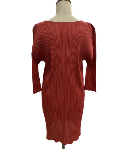 美品 PLEATS PLEASE 長袖ワンピース プリーツロングチュニック PP43-JT184 レディース SIZE 3 プリーツプリーズ
