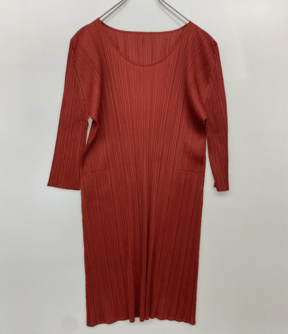 美品 PLEATS PLEASE 長袖ワンピース プリーツロングチュニック PP43-JT184 レディース SIZE 3 プリーツプリーズ