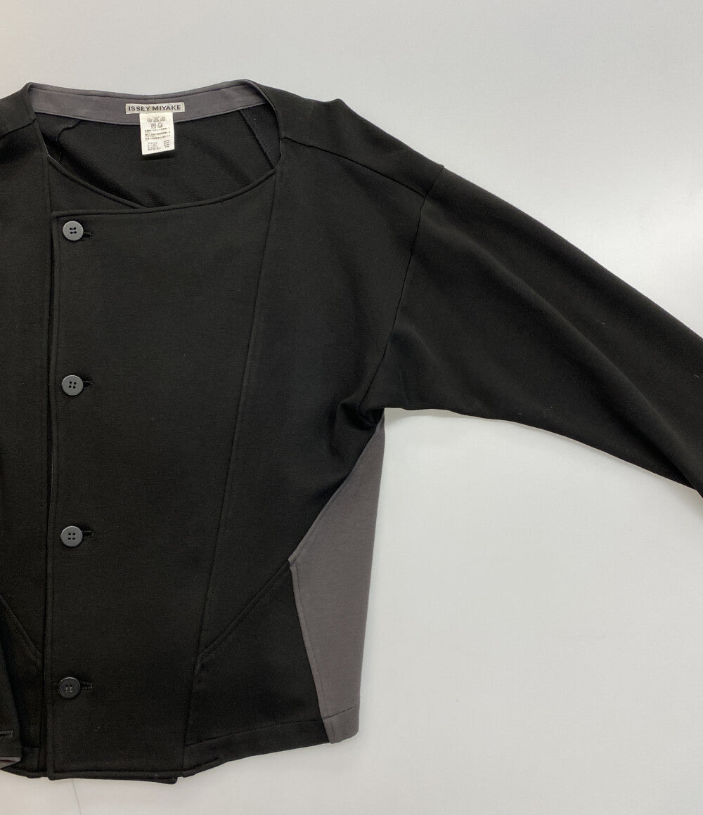 ISSEY MIYAKE 切替ノーカラージャケット 15AW IM54JD513 レディース SIZE 2 イッセイミヤケ