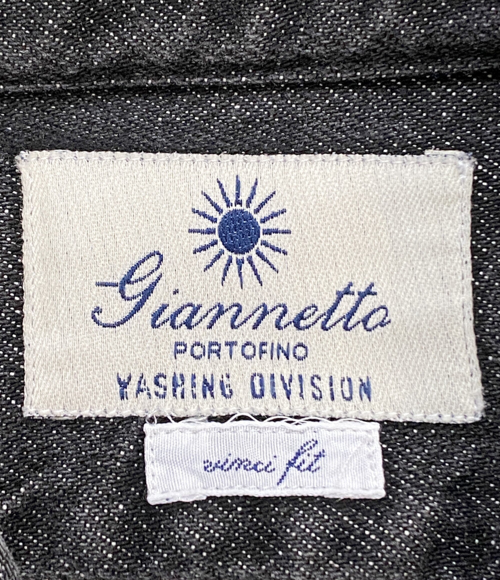 GIANNETTO デニムノーカラーシャツ イタリア製 メンズ SIZE 39 ジャンネット