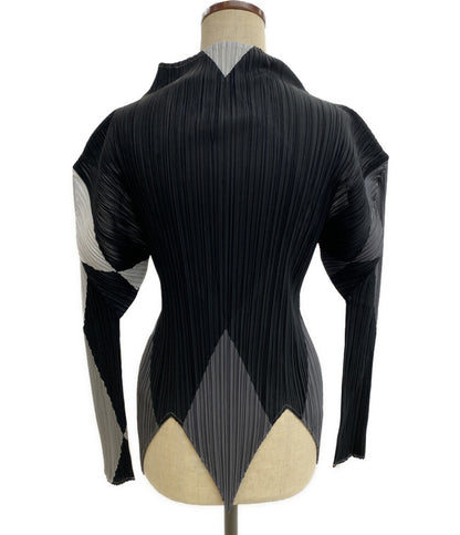美品 PLEATS PLEASE カットソー ダイヤチェック柄 モノトーン PP64-JK629 レディース SIZE 3 プリーツプリーズ