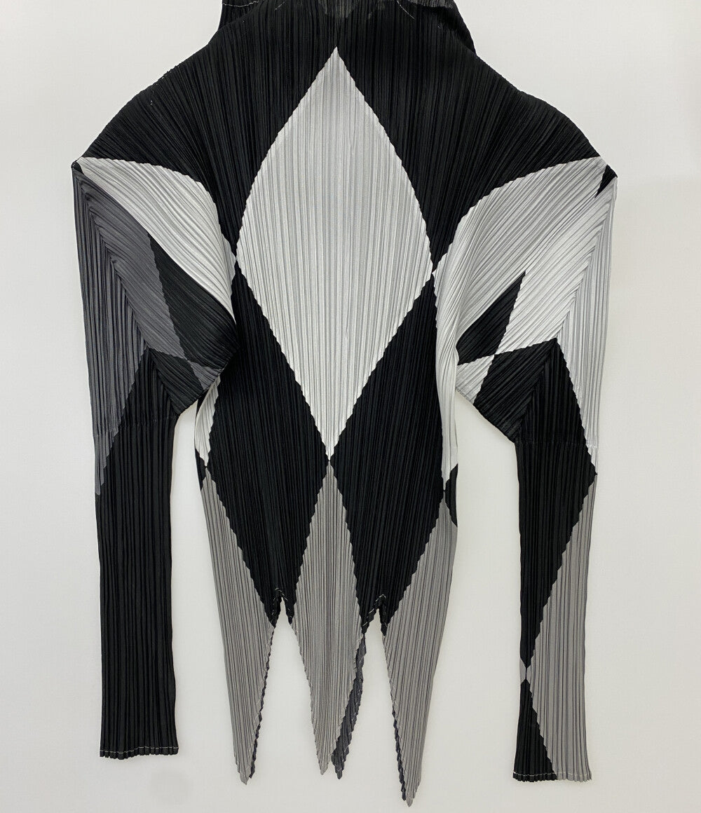 美品 PLEATS PLEASE カットソー ダイヤチェック柄 モノトーン PP64-JK629 レディース SIZE 3 プリーツプリーズ