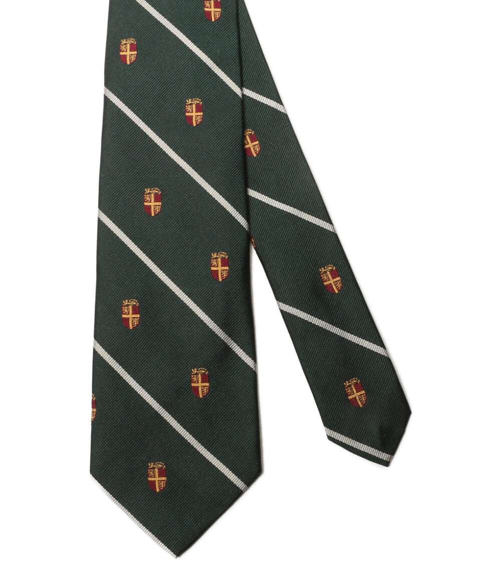 美品 POLO RALPH LAUREN ネクタイ ストライプド シルク レップ クラブ ダークグリーン メンズ ポロ・ラルフローレン