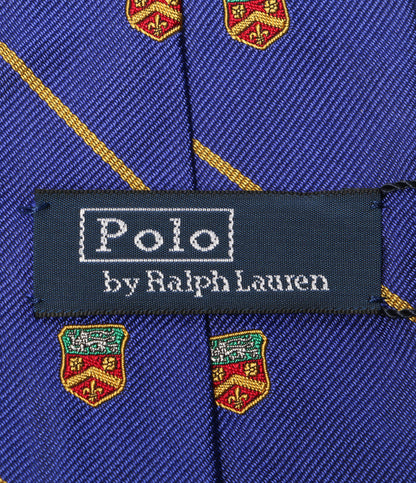 美品 POLO RALPH LAUREN ネクタイ ストライプド シルク レップ クラブ ブルー メンズ ポロ・ラルフローレン