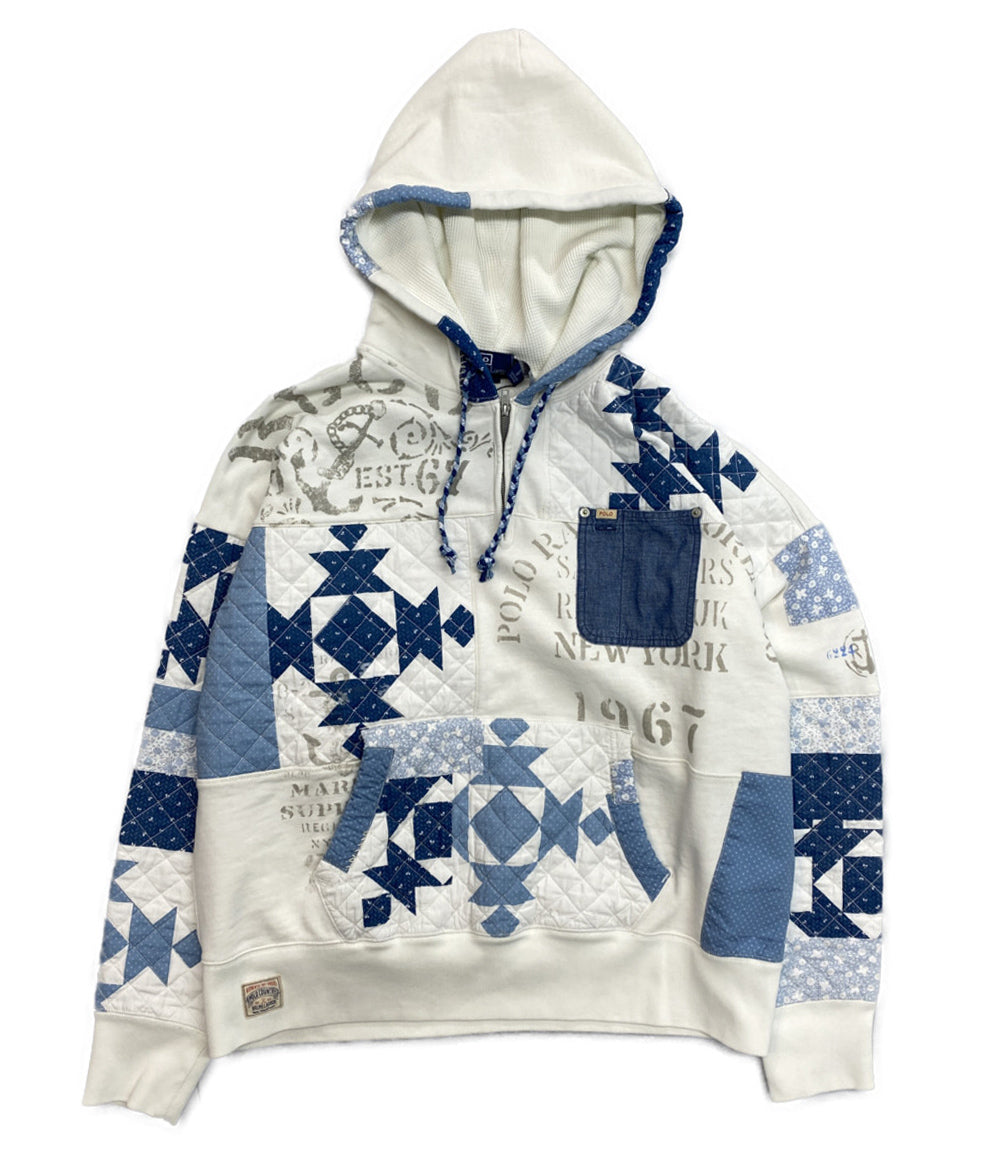 美品 POLO RALPH LAUREN パーカー VINTAGE FIT パッチワーク フリース フーディー メンズ SIZE XL ポロ・ラルフローレン