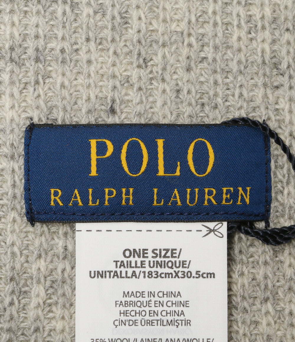 美品 POLO RALPH LAUREN ポロベア ニット マフラー ヘザーグレー メンズ ポロ・ラルフローレン
