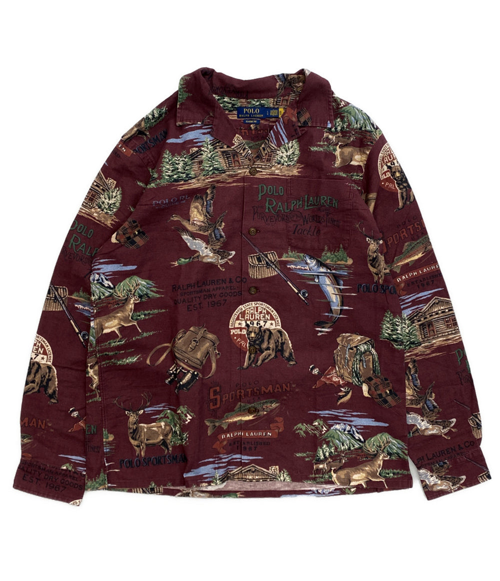 美品 POLO RALPH LAUREN 長袖シャツ POLO SPORTSMAN キャンプシャツ バーガン メンズ SIZE L ポロ・ラルフローレン