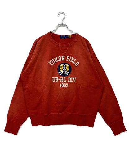 美品 POLO RALPH LAUREN スウェット VINTAGE FIT FLEECE GRAPHIC SWEAT RED メンズ SIZE L ポロ・ラルフローレン