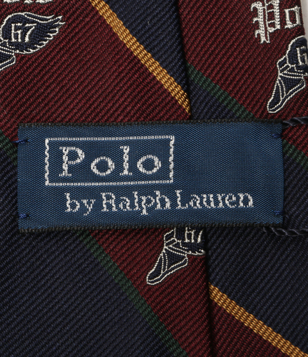 美品 POLO RALPH LAUREN ネクタイ ヴィンテージインスパイアード ストライプド POLOロゴ メンズ ポロ・ラルフローレン