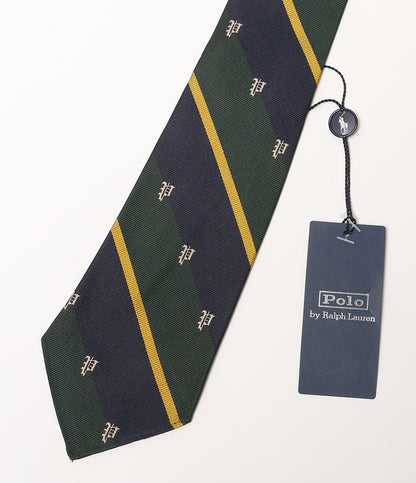美品 POLO RALPH LAUREN ネクタイ ヴィンテージインスパイアード ストライプド Pロゴ メンズ ポロ・ラルフローレン