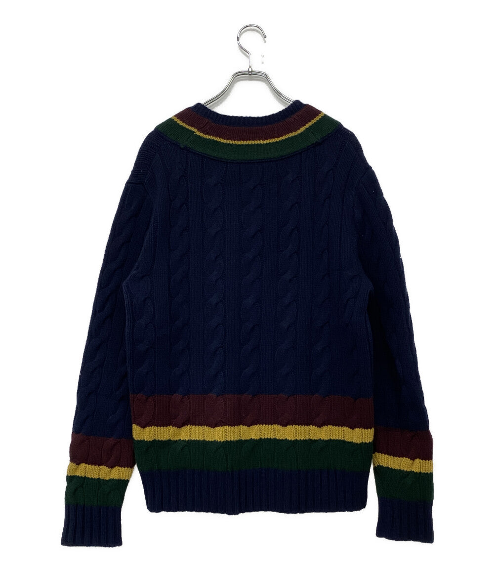 POLO RALPH LAUREN Vネックニット CABLE KNIT WOOL CASHMERE CRICKET メンズ SIZE L ポロ・ラルフローレン