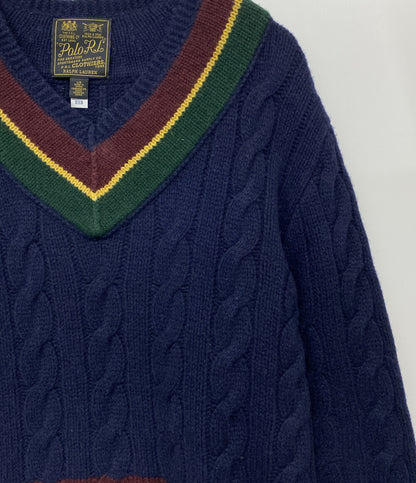 POLO RALPH LAUREN Vネックニット CABLE KNIT WOOL CASHMERE CRICKET メンズ SIZE L ポロ・ラルフローレン