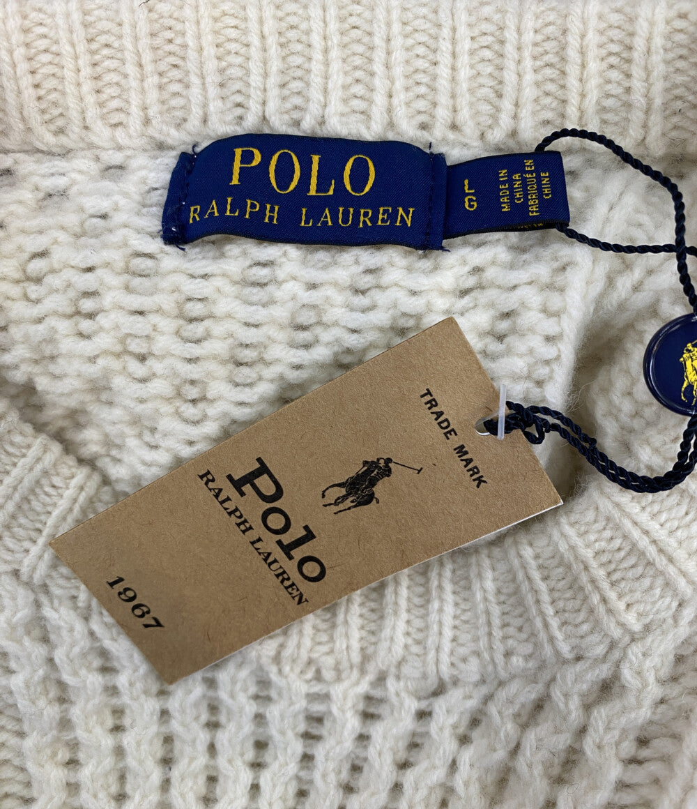 美品 POLO RALPH LAUREN ケーブルニット セーター カシミア混 オフホワイト メンズ SIZE L ポロ・ラルフローレン