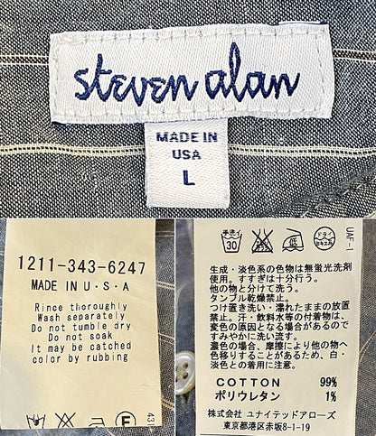 steven alan 長袖シャツ USA製 バンドカラー ストライプ 00s メンズ SIZE L スティーブンアラン
