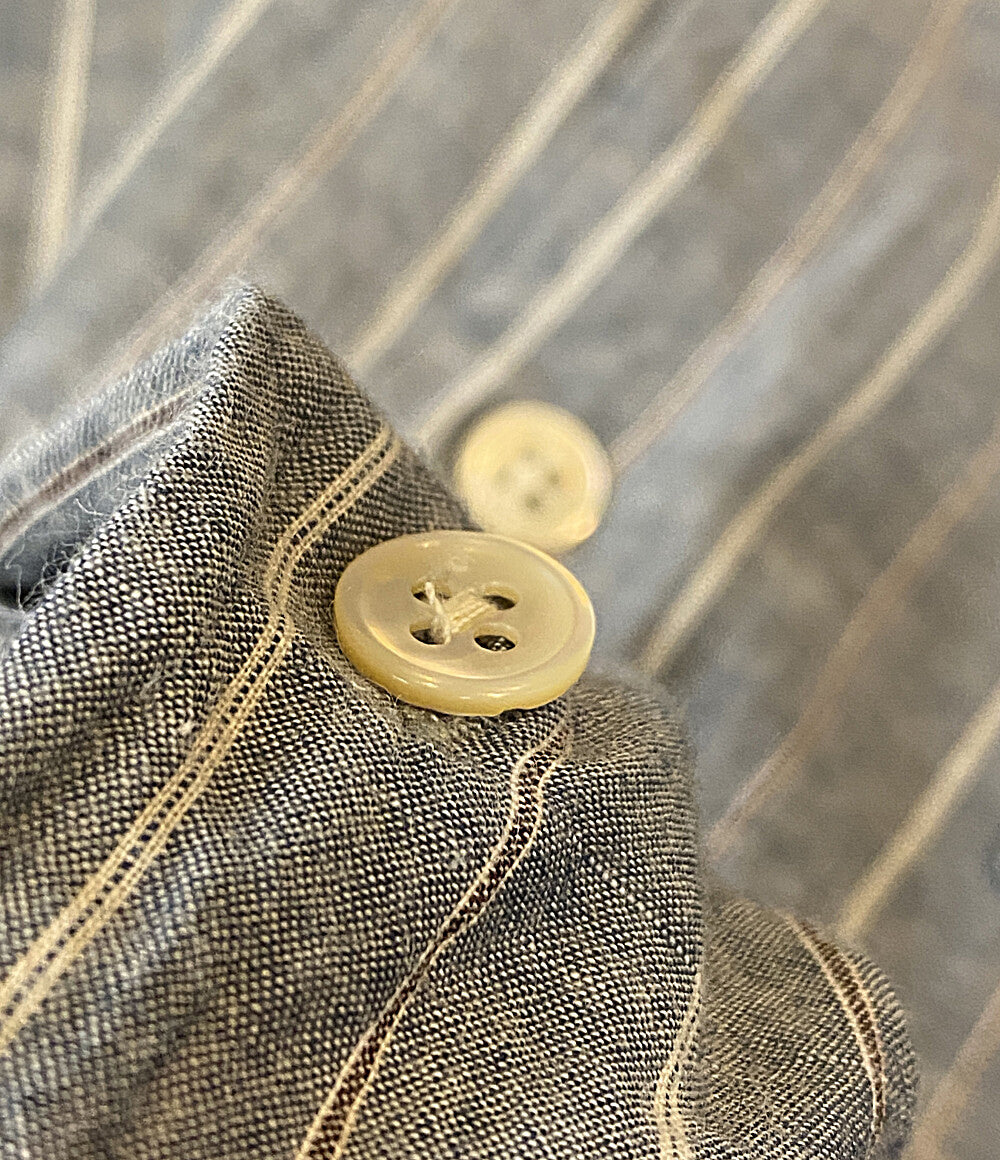 steven alan 長袖シャツ USA製 バンドカラー ストライプ 00s メンズ SIZE L スティーブンアラン