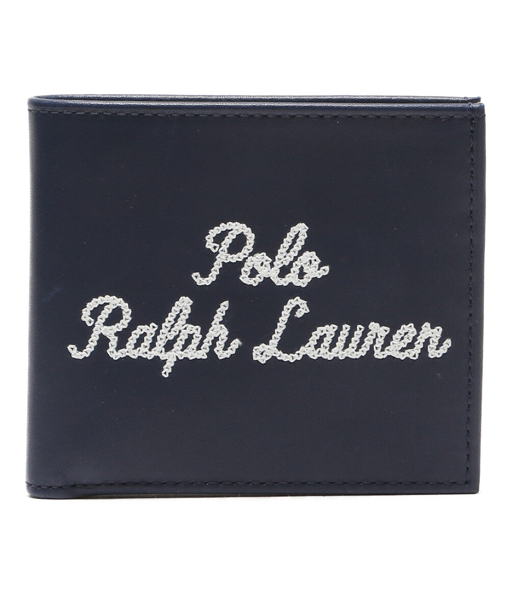 POLO RALPH LAUREN 二つ折り財布 エンブロイダリー レザー ネイビー メンズ ポロ・ラルフローレン