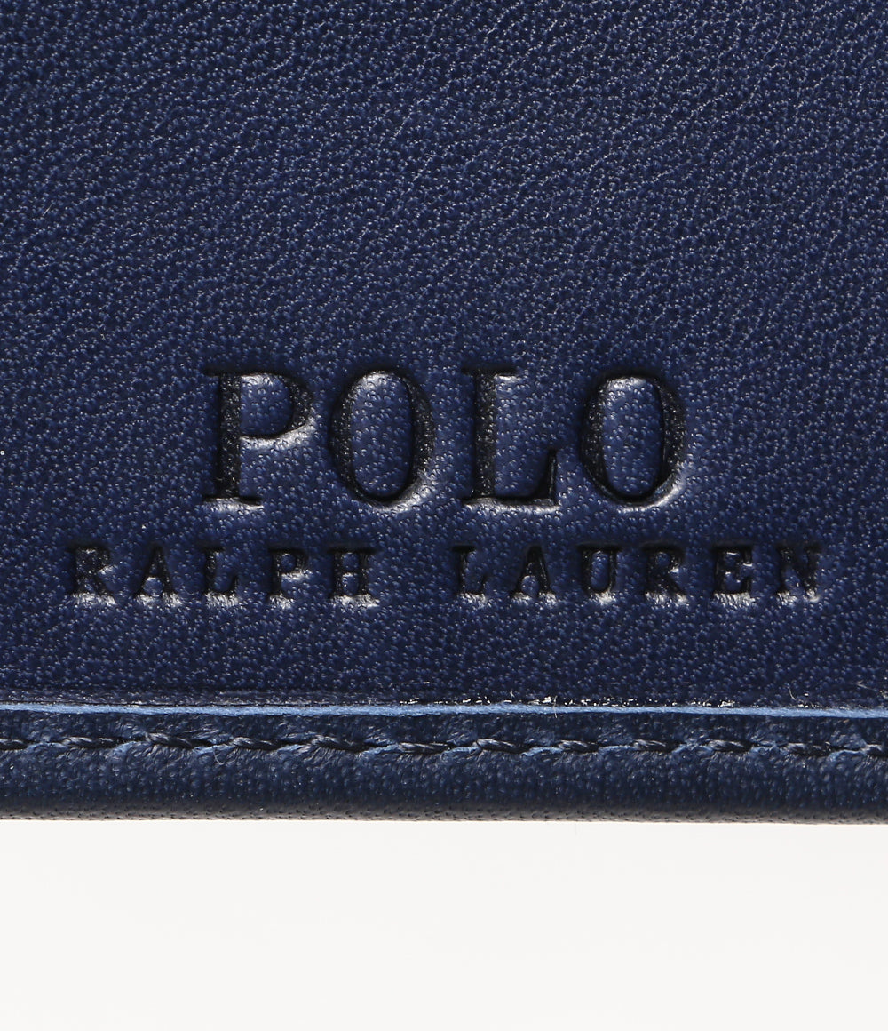 POLO RALPH LAUREN 二つ折り財布 エンブロイダリー レザー ネイビー メンズ ポロ・ラルフローレン