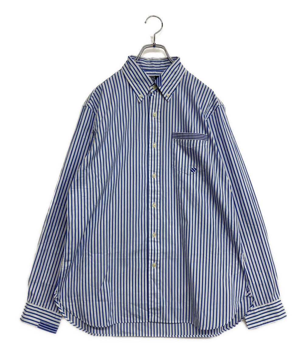 美品 POLO RALPH LAUREN 長袖シャツ CLASSIC FIT DISTRESSED STRIPED ブルー メンズ SIZE L ポロ・ラルフローレン