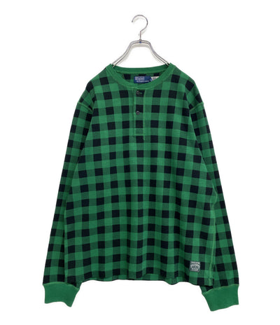 美品 POLO RALPH LAUREN カットソー COUNTRY PLAID MOLESKIN HENLEY SHIRT チェック グリーン メンズ SIZE L ポロ・ラルフローレン