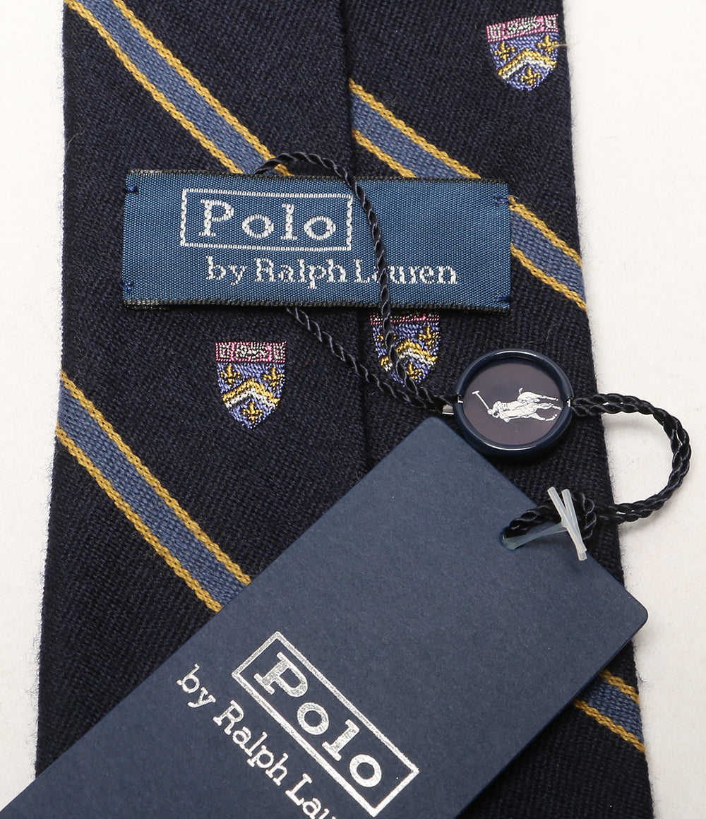 美品 POLO RALPH LAUREN ネクタイ ストライプド ウールシルク クラブ メンズ ポロ・ラルフローレン