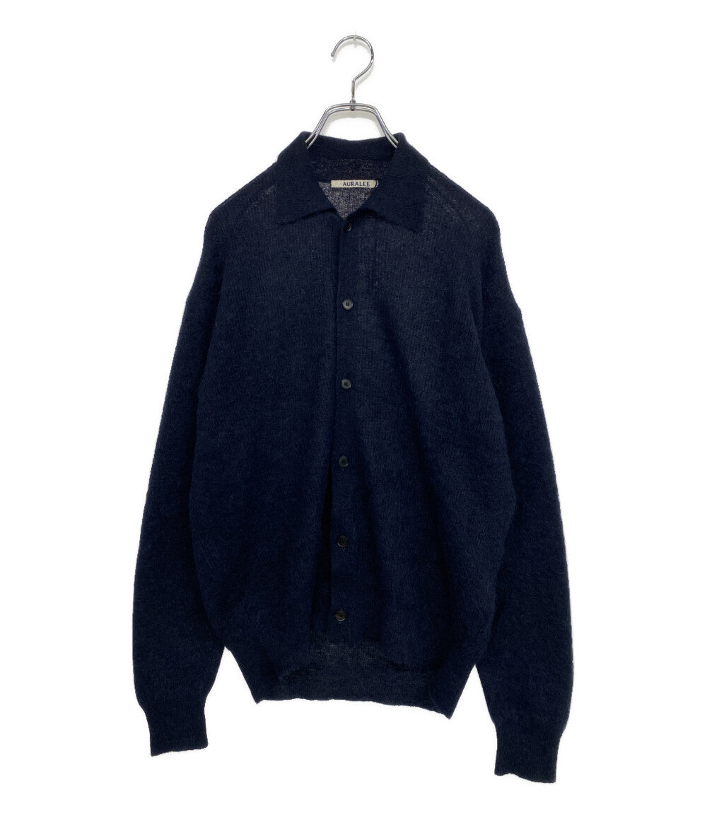 美品 AURALEE カーディガン BABY SURI ALPACA SHEER KNIT CARDIGAN A24AC01AK メンズ SIZE 3 オーラリー