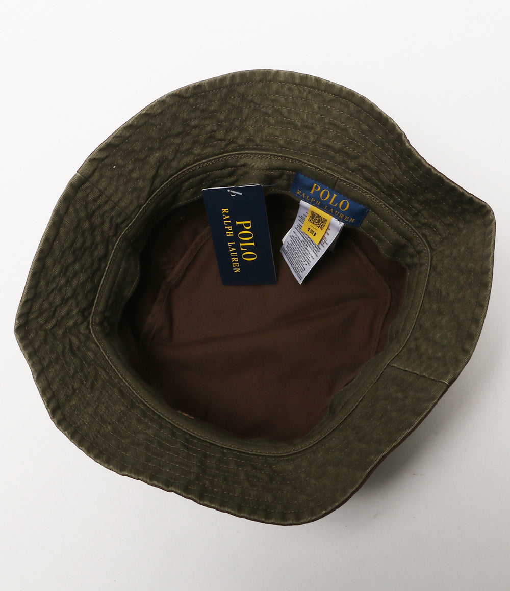 美品 POLO RALPH LAUREN コットン バケット ハット ブラウン メンズ SIZE L/XL ポロ・ラルフローレン