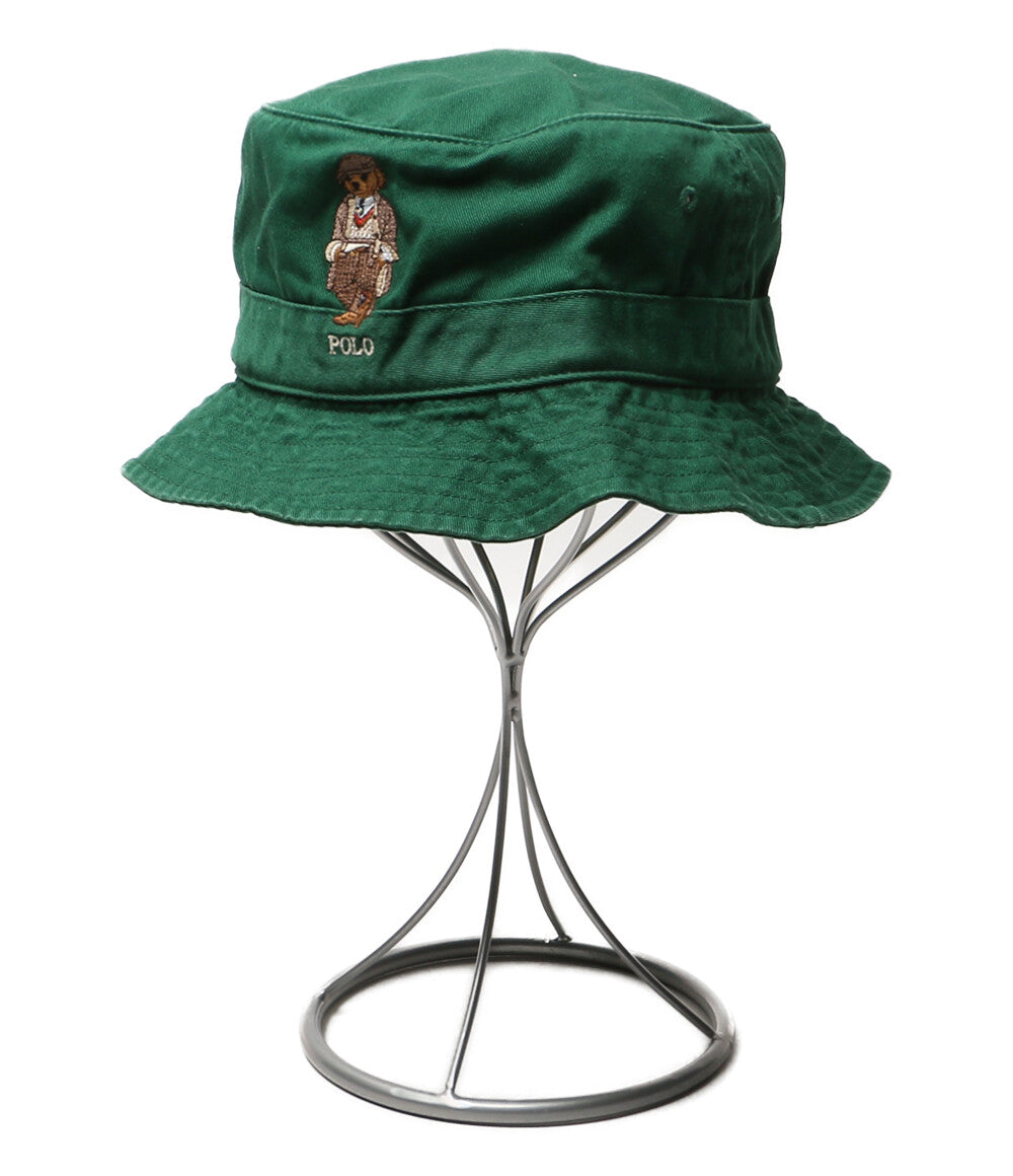 美品 POLO RALPH LAUREN POLOベア ツイル バケット ハット グリーン メンズ SIZE L/XL ポロ・ラルフローレン