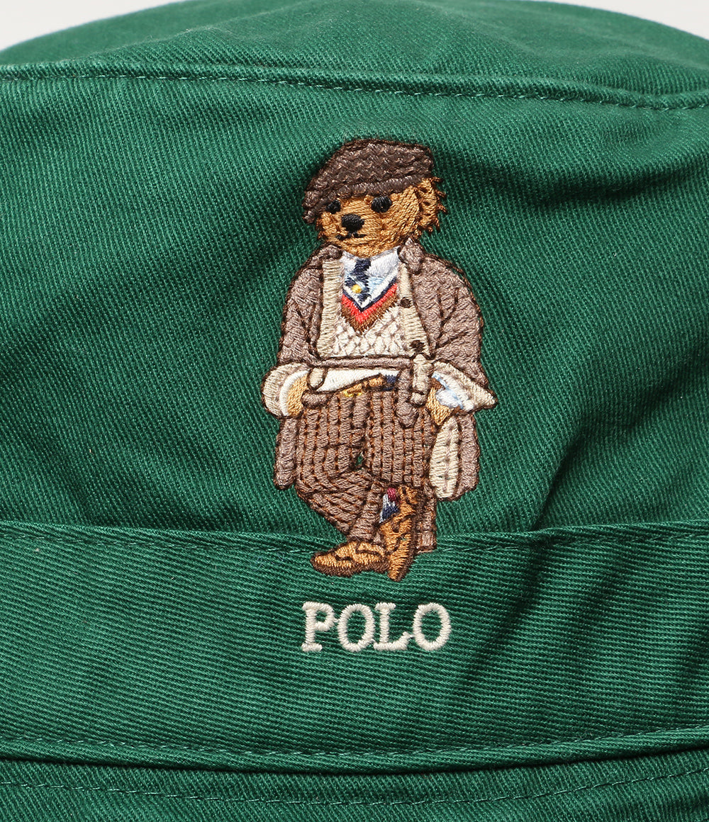 美品 POLO RALPH LAUREN POLOベア ツイル バケット ハット グリーン メンズ SIZE L/XL ポロ・ラルフローレン