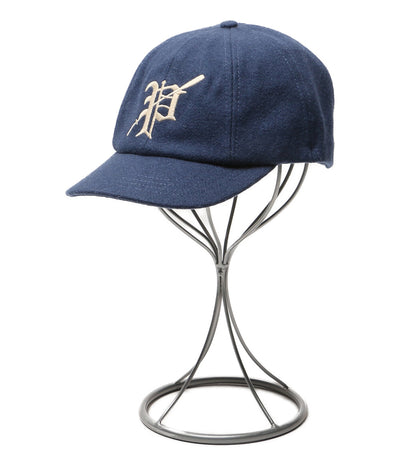 美品 POLO RALPH LAUREN エンブロイダリー ウールブレンド クリケット キャップ ネイビー メンズ SIZE L/XL ポロ・ラルフローレン
