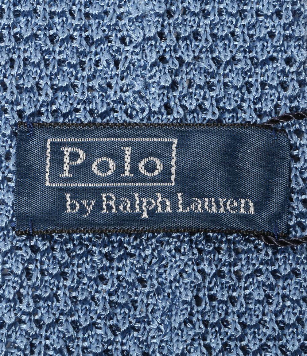 美品 POLO RALPH LAUREN ネクタイ ニット シルク ライトブルー イタリア製 メンズ ポロ・ラルフローレン