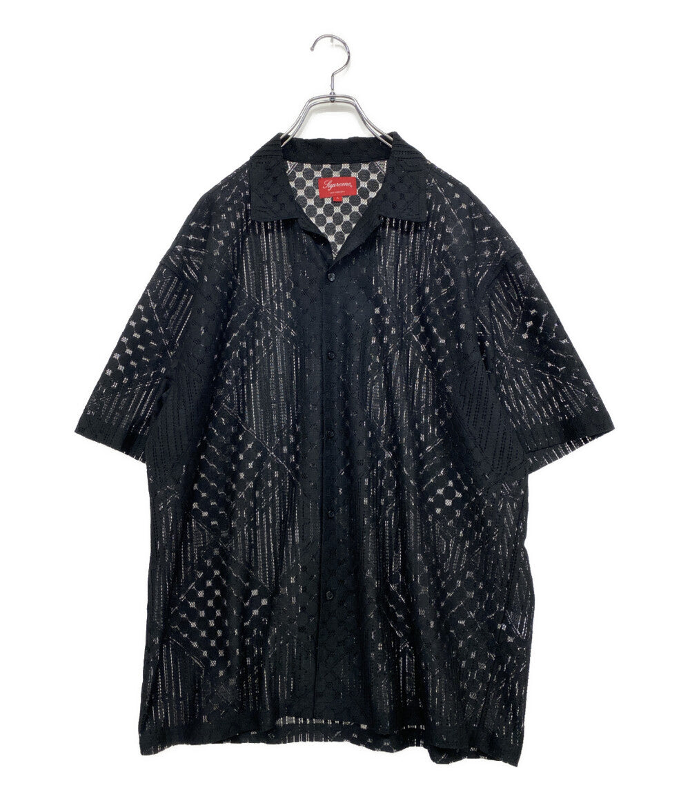 美品 Supreme 半袖シャツ 20SS lace shirts blk メンズ SIZE L シュプリーム