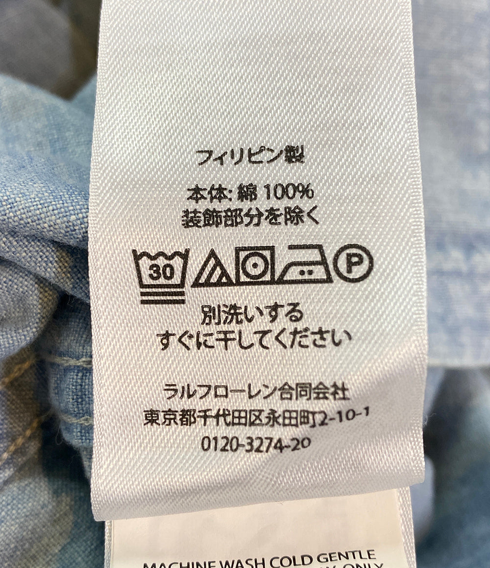 美品 POLO RALPH LAUREN 半袖シャツ CLASSIC FIT INDIGO CHAMBRAY CAMP SHIRT メンズ SIZE L ポロ・ラルフローレン