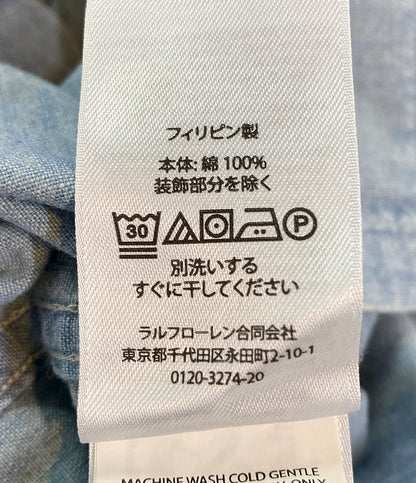 美品 POLO RALPH LAUREN 半袖シャツ CLASSIC FIT INDIGO CHAMBRAY CAMP SHIRT メンズ SIZE L ポロ・ラルフローレン