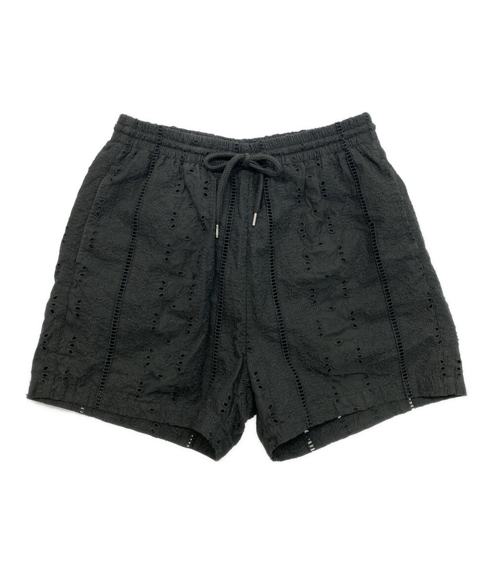 A BATHING APE ショートパンツ EMBROIDERY RELAXED FIT SHORTS BLK メンズ SIZE L アベイシングエイプ