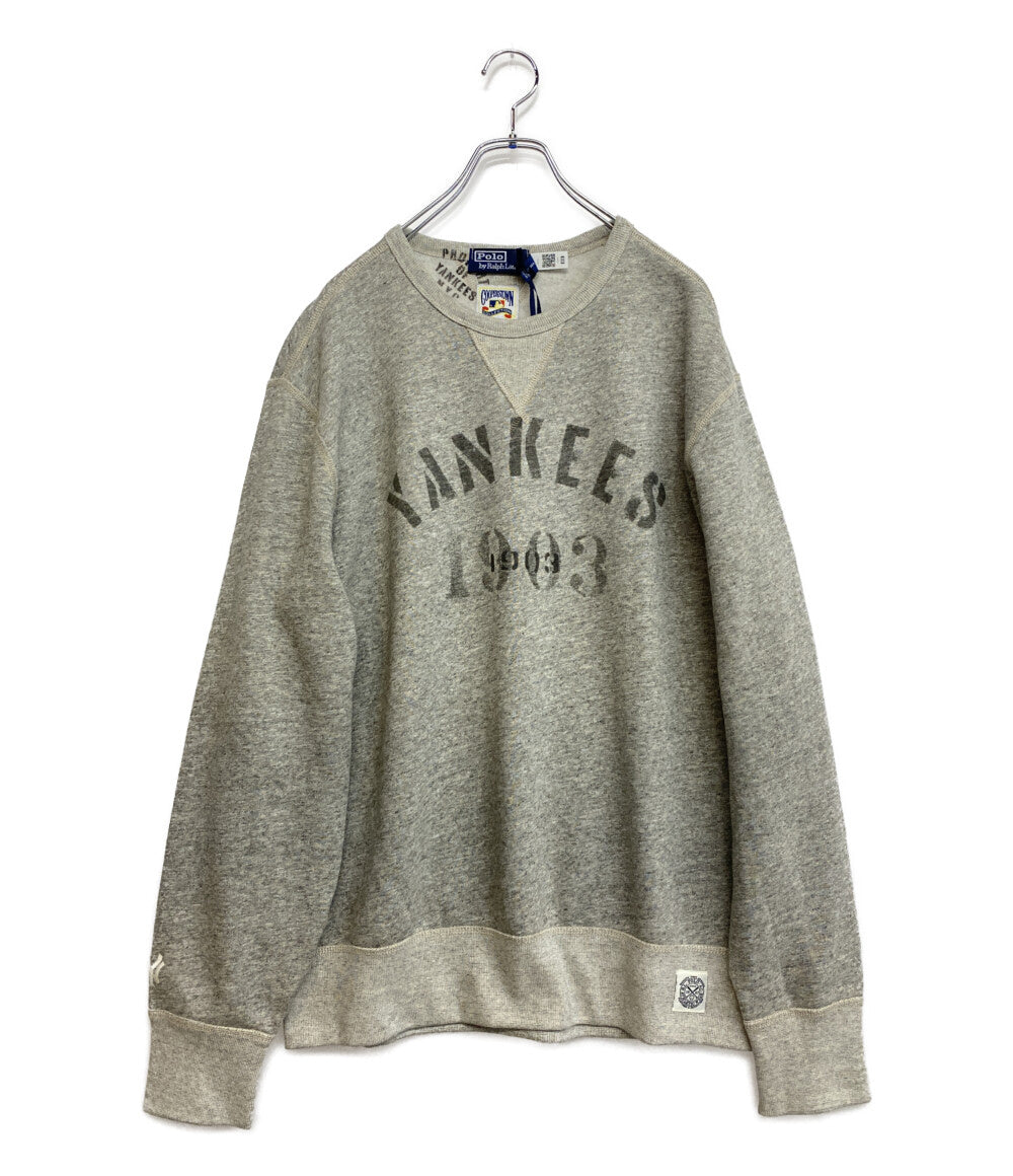 美品 POLO RALPH LAUREN スウェット ヤンキース COOPERSTOWN 両V ステンシル メンズ SIZE L ポロ・ラルフローレン