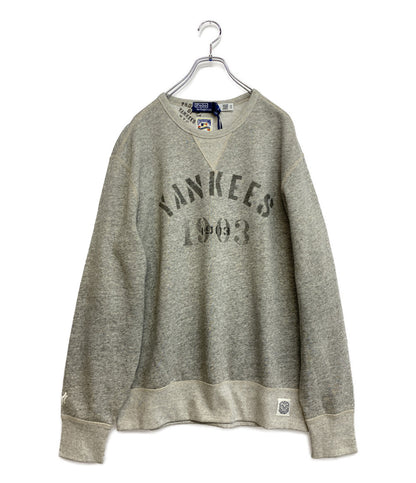 美品 POLO RALPH LAUREN スウェット ヤンキース COOPERSTOWN 両V ステンシル メンズ SIZE L ポロ・ラルフローレン