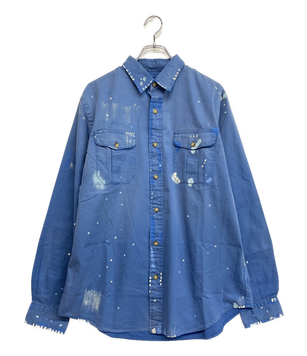 美品 POLO RALPH LAUREN 長袖シャツ CLASSIC FIT PAINTED CHINO WORKSHIRT BLU メンズ SIZE L ポロ・ラルフローレン