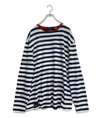 美品 POLO RALPH LAUREN 長袖Ｔシャツ CLASSIC FIT STRIPED JERSEY T ボーダー メンズ SIZE L ポロ・ラルフローレン