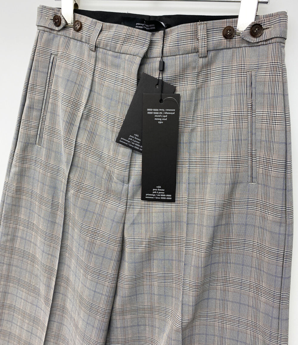 美品 rokh ロク チェックタックワイドパンツ レディース SIZE UK10