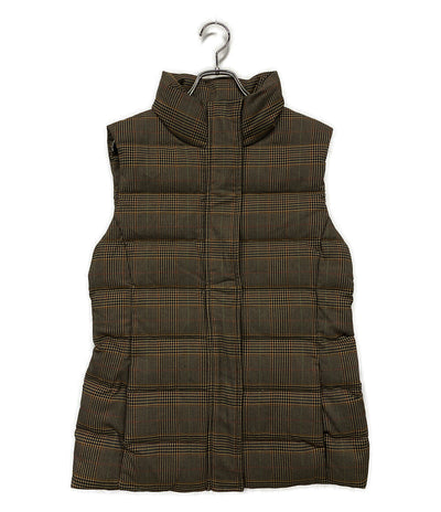 美品 RALPH LAUREN ダウンベスト グレンチェック ブラウン レディース SIZE 2 ラルフローレン