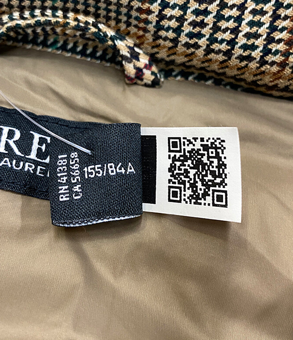 美品 RALPH LAUREN ダウンベスト グレンチェック ブラウン レディース SIZE 2 ラルフローレン