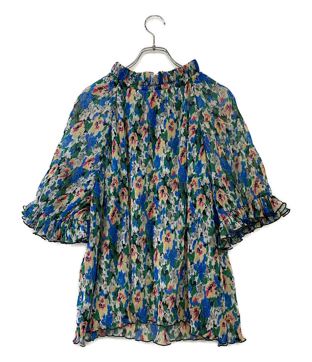 ガニー  プリーツブラウス 総柄 フラワー フリル      レディース SIZE 36  GANNI