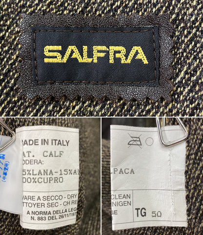 サルフラ レザーコート シングル ブラウン メンズ SIZE 50 SALFRA