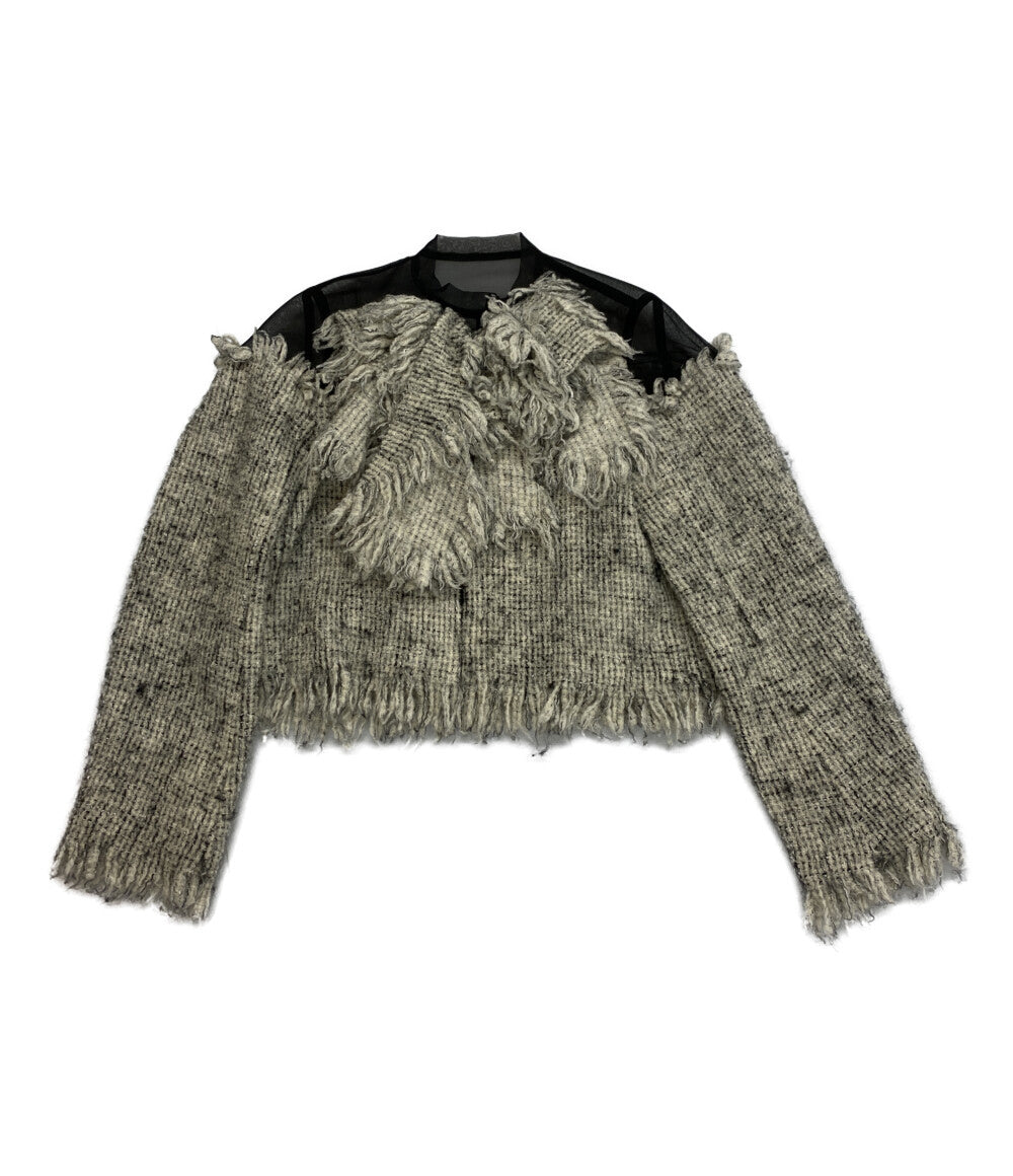 サカイ ニットジャケット フリンジ レース切替 23-07002 レディース SIZE 1 sacai