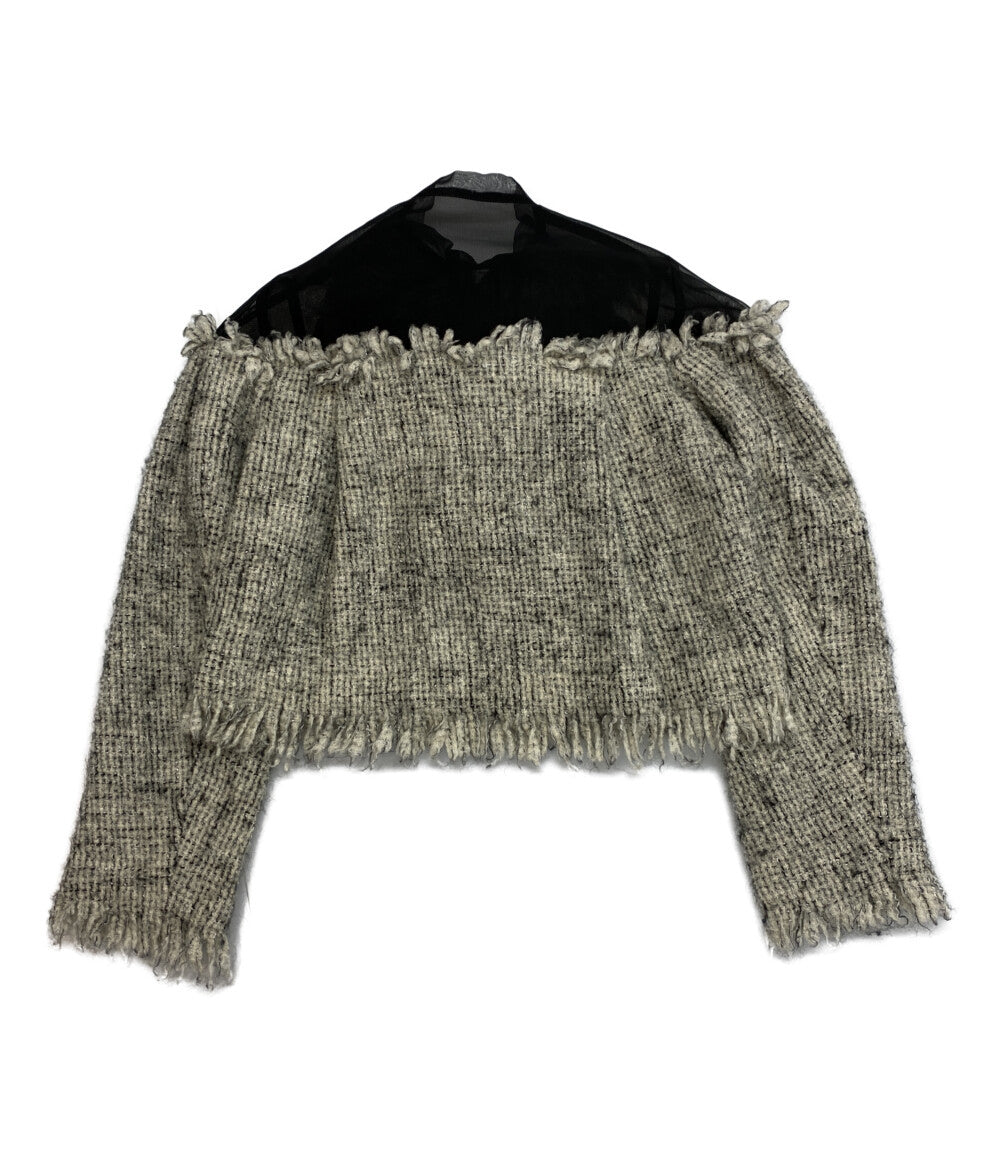 サカイ ニットジャケット フリンジ レース切替 23-07002 レディース SIZE 1 sacai