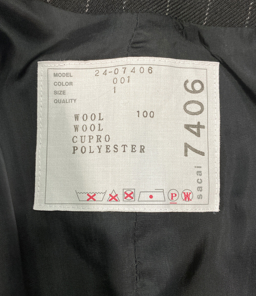 美品 sacai ベスト ジレ 変形 ブラック 24-07406 レディース SIZE 1 サカイ