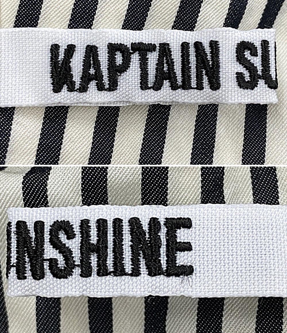キャプテンサンシャイン 半袖シャツ ストライプ ブラック ホワイト メンズ SIZE 42 KAPTAIN SUNSHINE