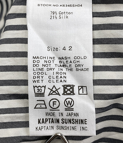 キャプテンサンシャイン 半袖シャツ ストライプ ブラック ホワイト メンズ SIZE 42 KAPTAIN SUNSHINE
